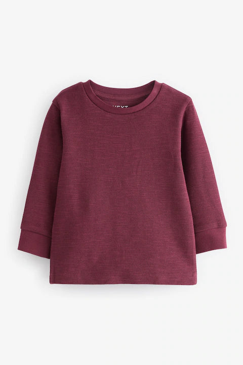 Burgundy Red - Long Sleeve T-Shirts (3 Pack)