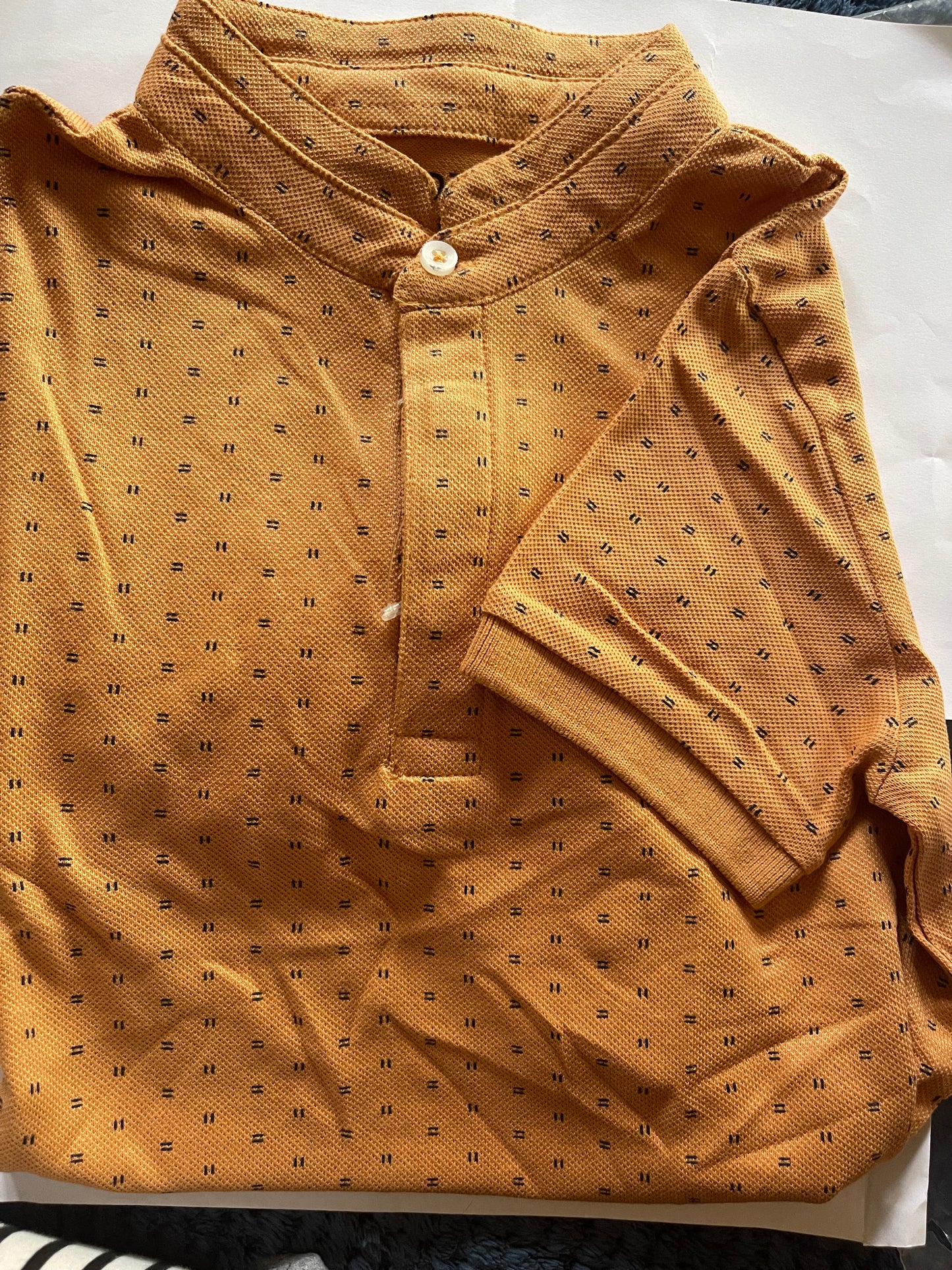 Brown Mandarin collar Tshirt