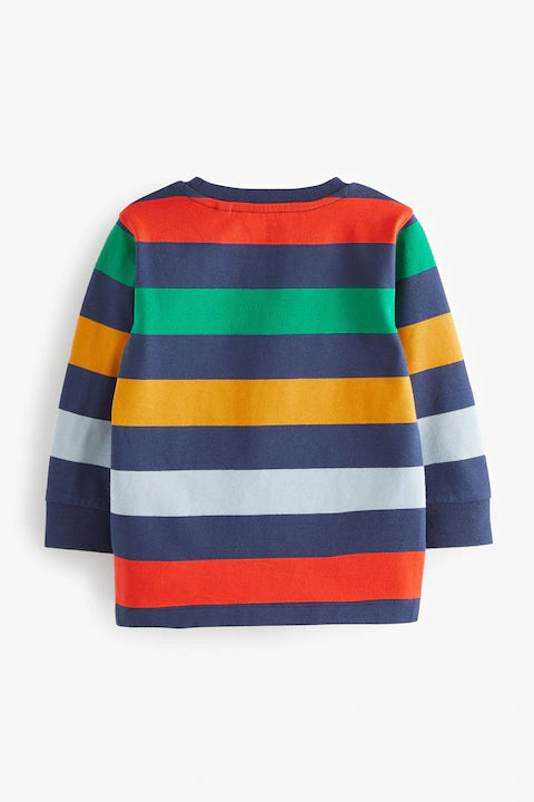 Rainbow 100% Cotton Long Sleeve Stripe T-Shirt