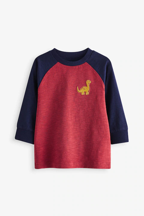 Red 100% Cotton - Long Sleeve T-Shirts (3 Pack)