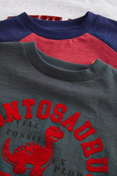 Red 100% Cotton - Long Sleeve T-Shirts (3 Pack)