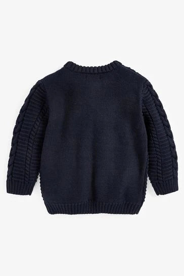 Navy Blue Cable Crew Knitwear/Cardigan