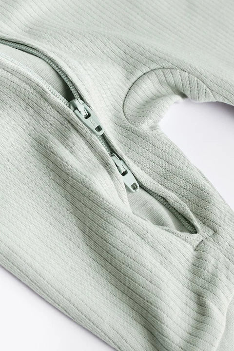 Blue / Grey 100% Cotton Baby Zip Sleepsuits (3 Pack)
