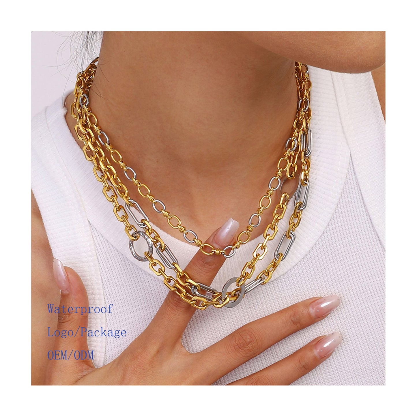 Two Color Tone Stainless Steel Necklace