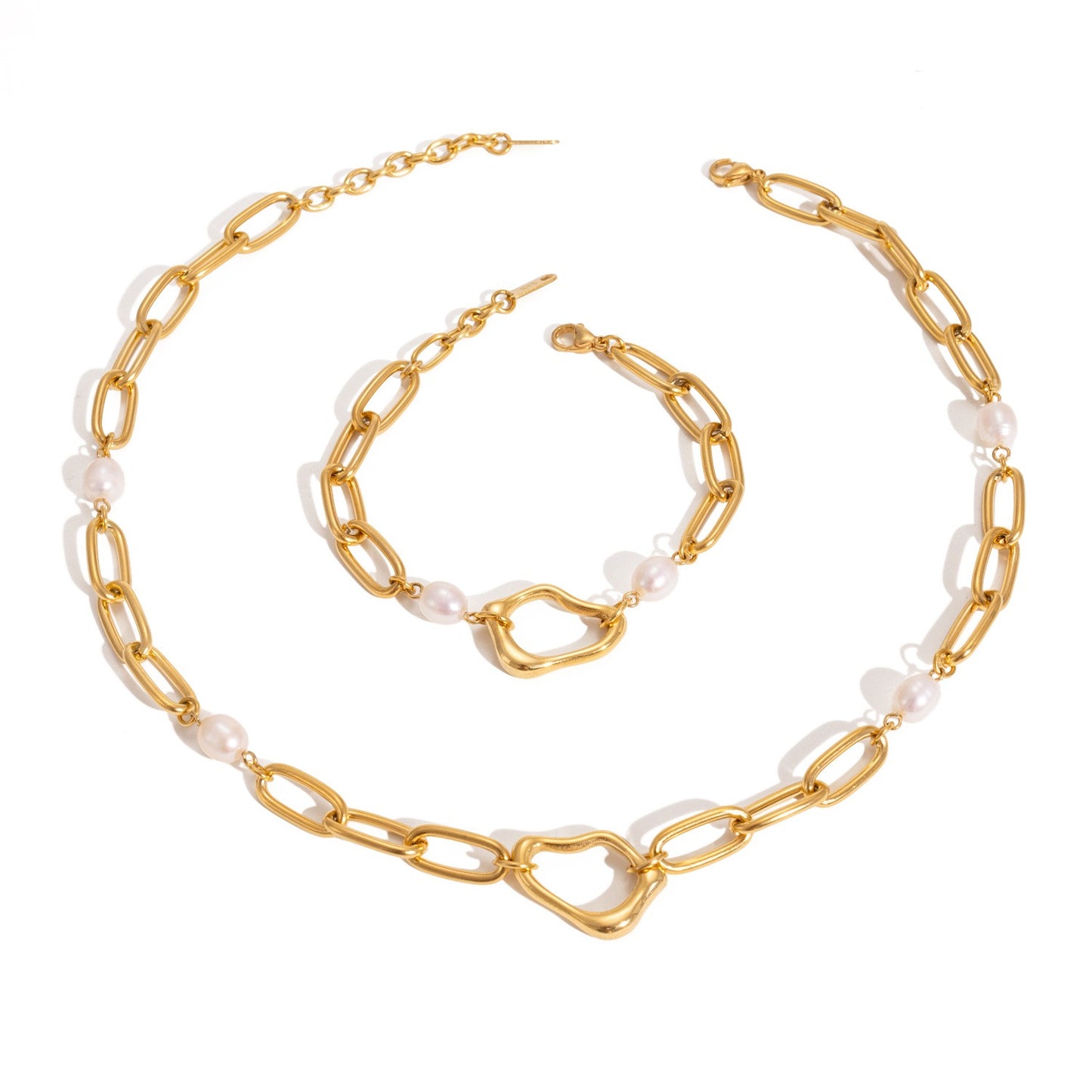 Pearl Irregular Pendant - Necklace & Bracelet Set