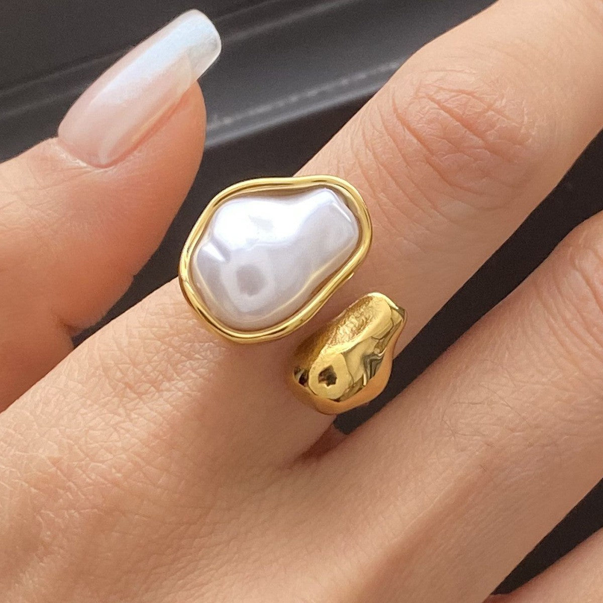 Baroque Pearl Open Ring - Resizable