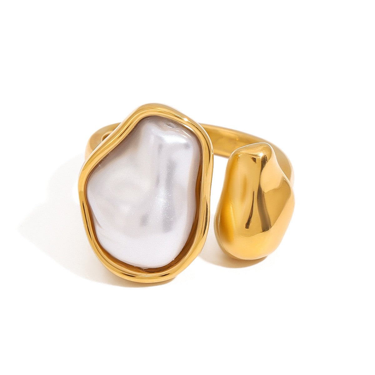 Baroque Pearl Open Ring - Resizable