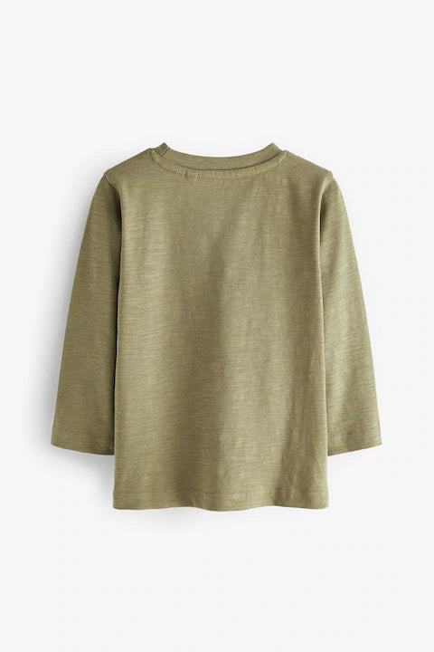 Neutral/Green Animal - Long Sleeve Character T-Shirts (3 Pack)