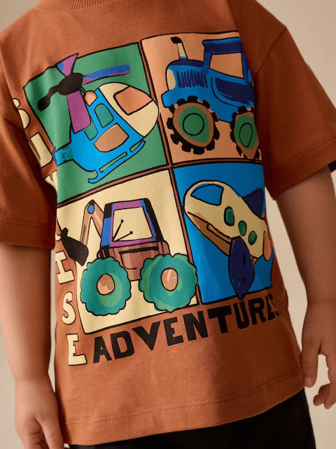 Rust Brown Vehicles Short Sleeve Graphic T-Shirt