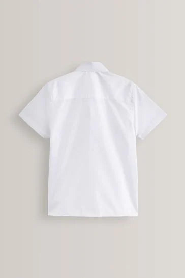 White White 2 Pack Easy Touch Fastening Short Sleeve School Shirts