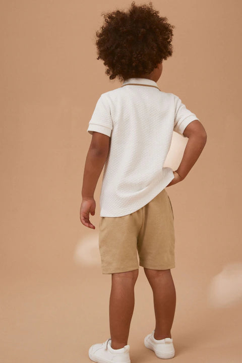 Neutral 100% Cotton Short Sleeve Polo and Shorts Set