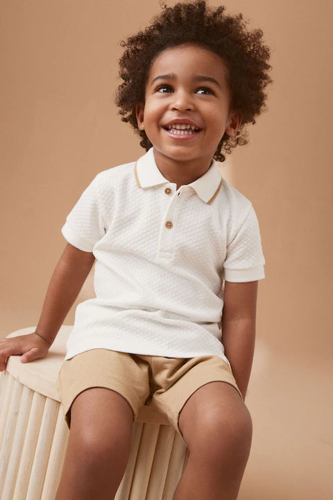 Neutral 100% Cotton Short Sleeve Polo and Shorts Set