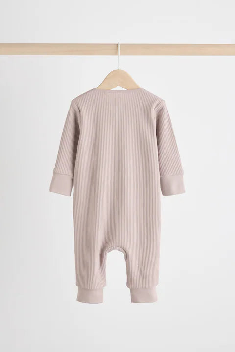 Chocolate Brown 3 Pack Two Way Zip Baby Sleepsuit