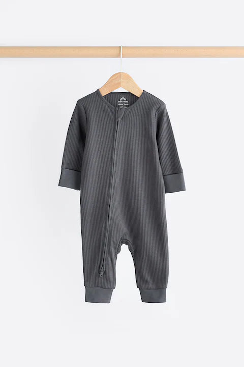 Neutral Tan Brown 3 Pack Baby Sleepsuits