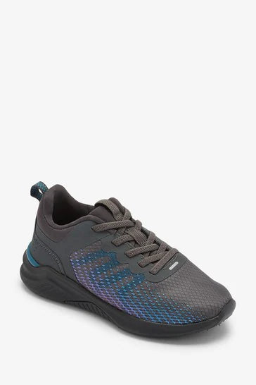 Grey/Blue Elastic Lace Trainers