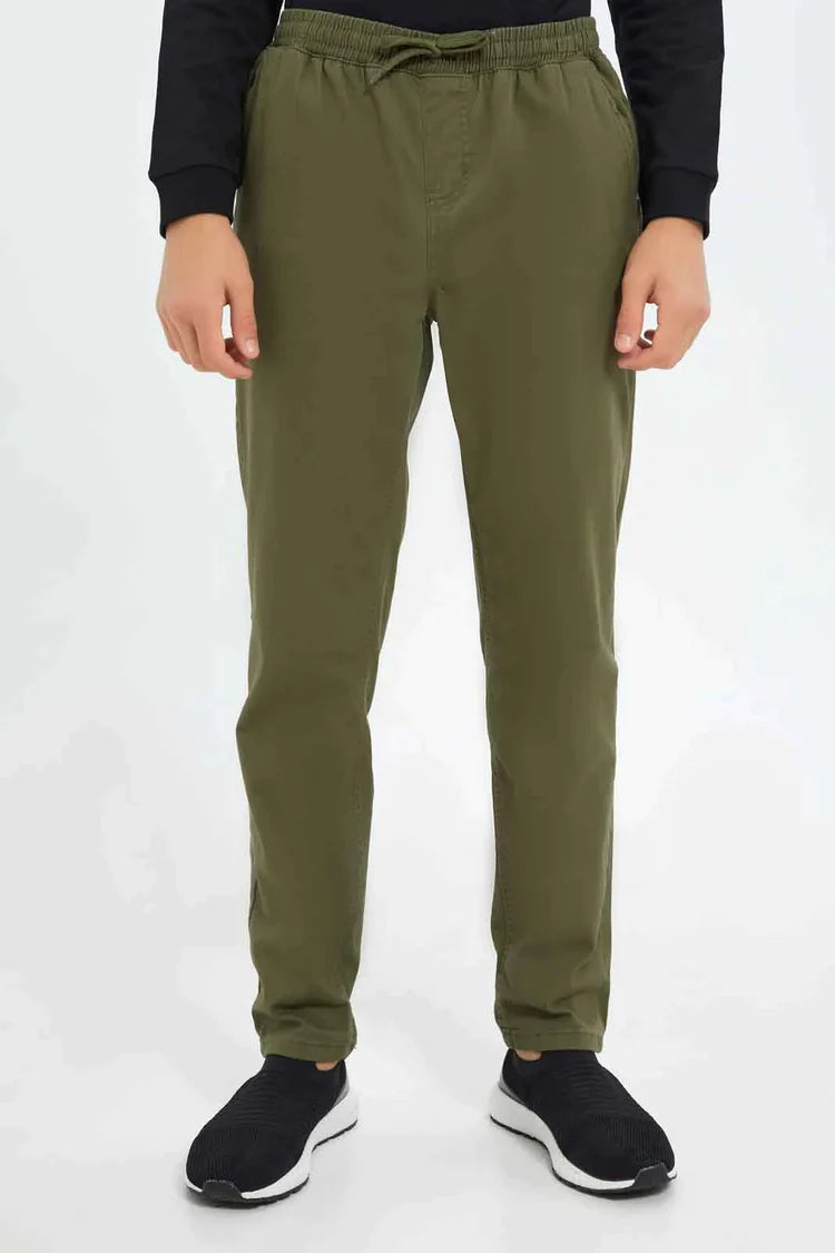 Olive Khaki straight Trousers