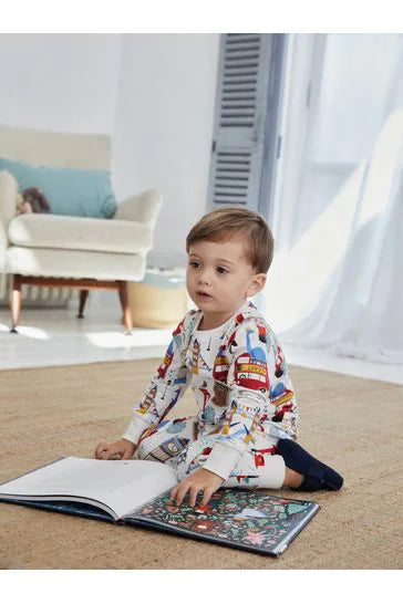Blue/White London Dino Bus 3 Pack Snuggle Pyjamas