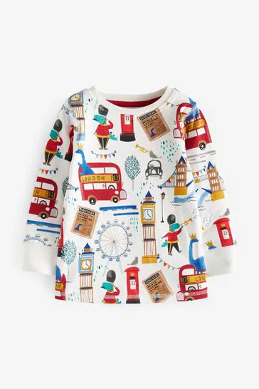 Blue/White London Dino Bus 3 Pack Snuggle Pyjamas