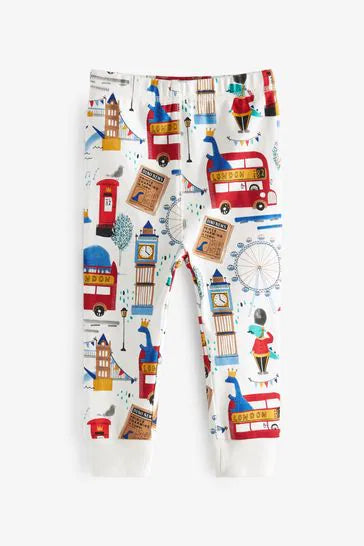 Blue/White London Dino Bus 3 Pack Snuggle Pyjamas