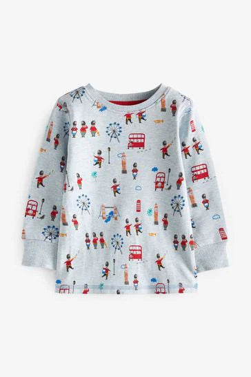 Blue/White London Dino Bus 3 Pack Snuggle Pyjamas