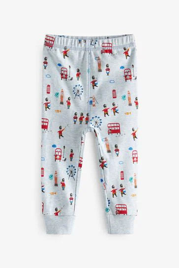 Blue/White London Dino Bus 3 Pack Snuggle Pyjamas