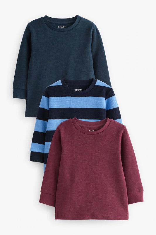 Burgundy Red - Long Sleeve T-Shirts (3 Pack)