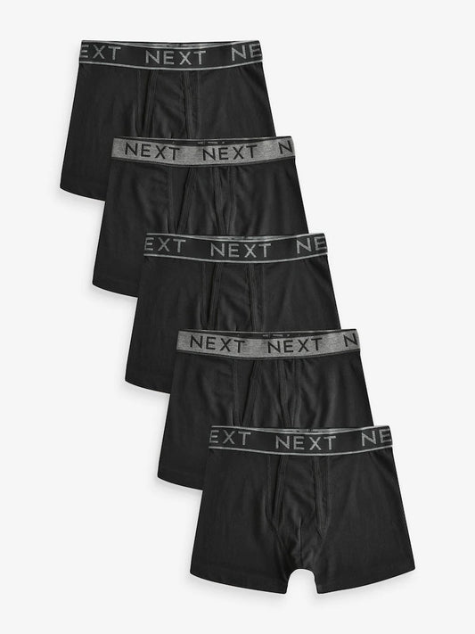 Black with Grey Waistband Trunks 5 Pack