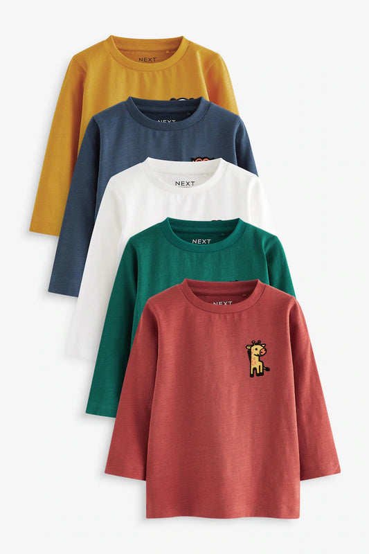 Multi Animal Long Sleeve T-Shirts (5 Pack )