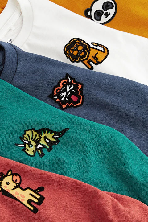 Multi Animal Long Sleeve T-Shirts (5 Pack )
