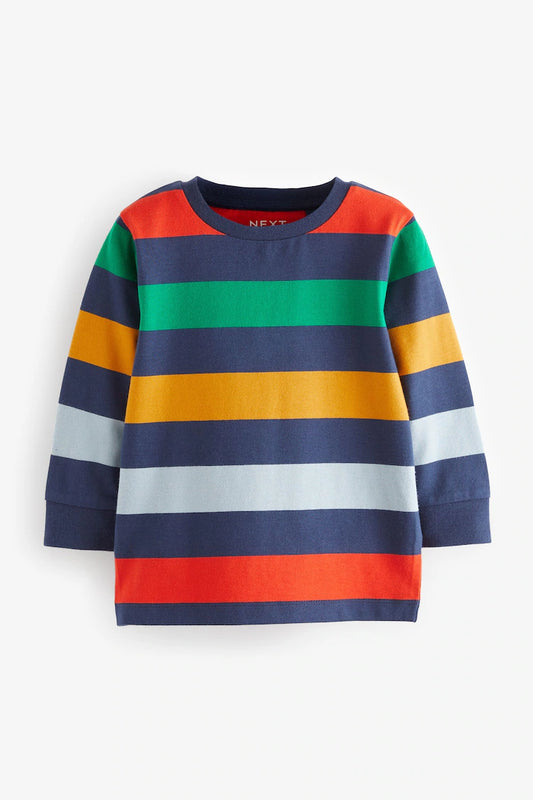 Rainbow 100% Cotton Long Sleeve Stripe T-Shirt