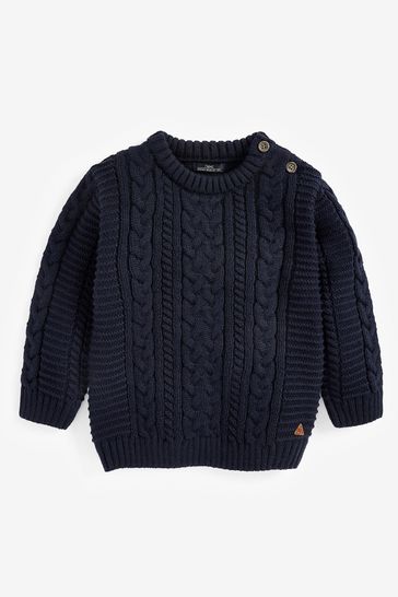 Navy Blue Cable Crew Knitwear/Cardigan