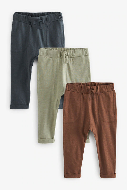 Sage Green 100% Cotton Lightweight Joggers 3 Pack