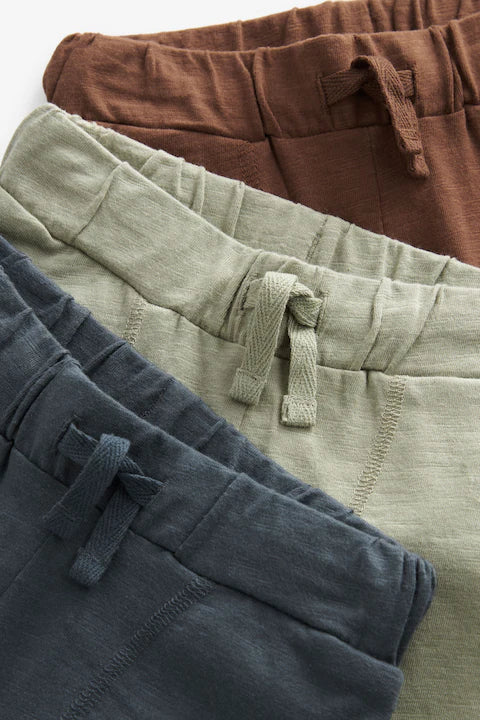 Sage Green 100% Cotton Lightweight Joggers 3 Pack
