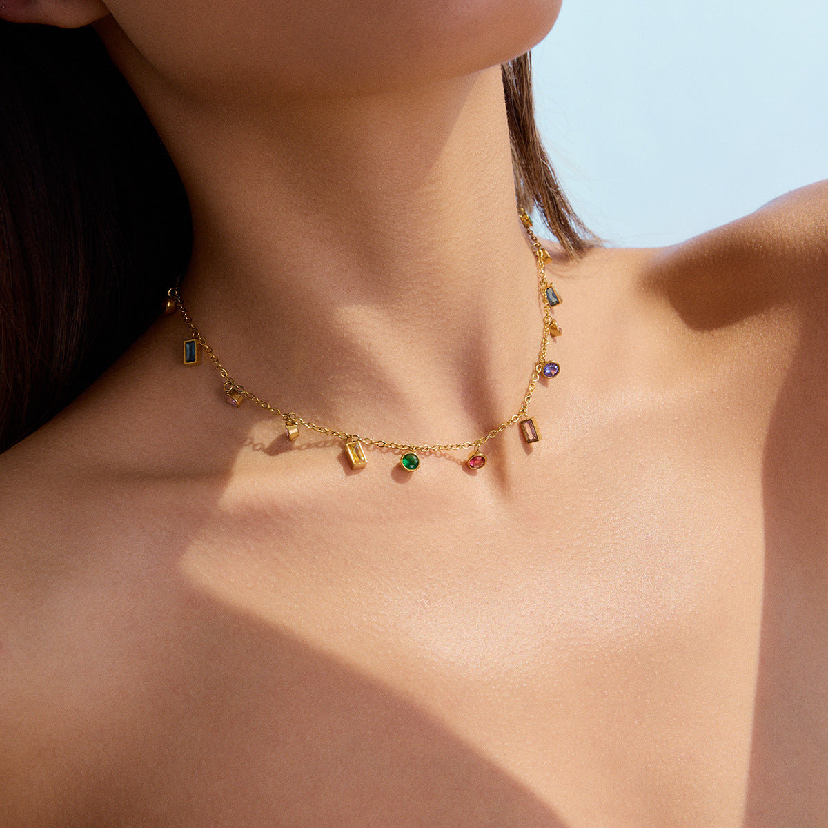 Colorful Crystal Chain Necklace