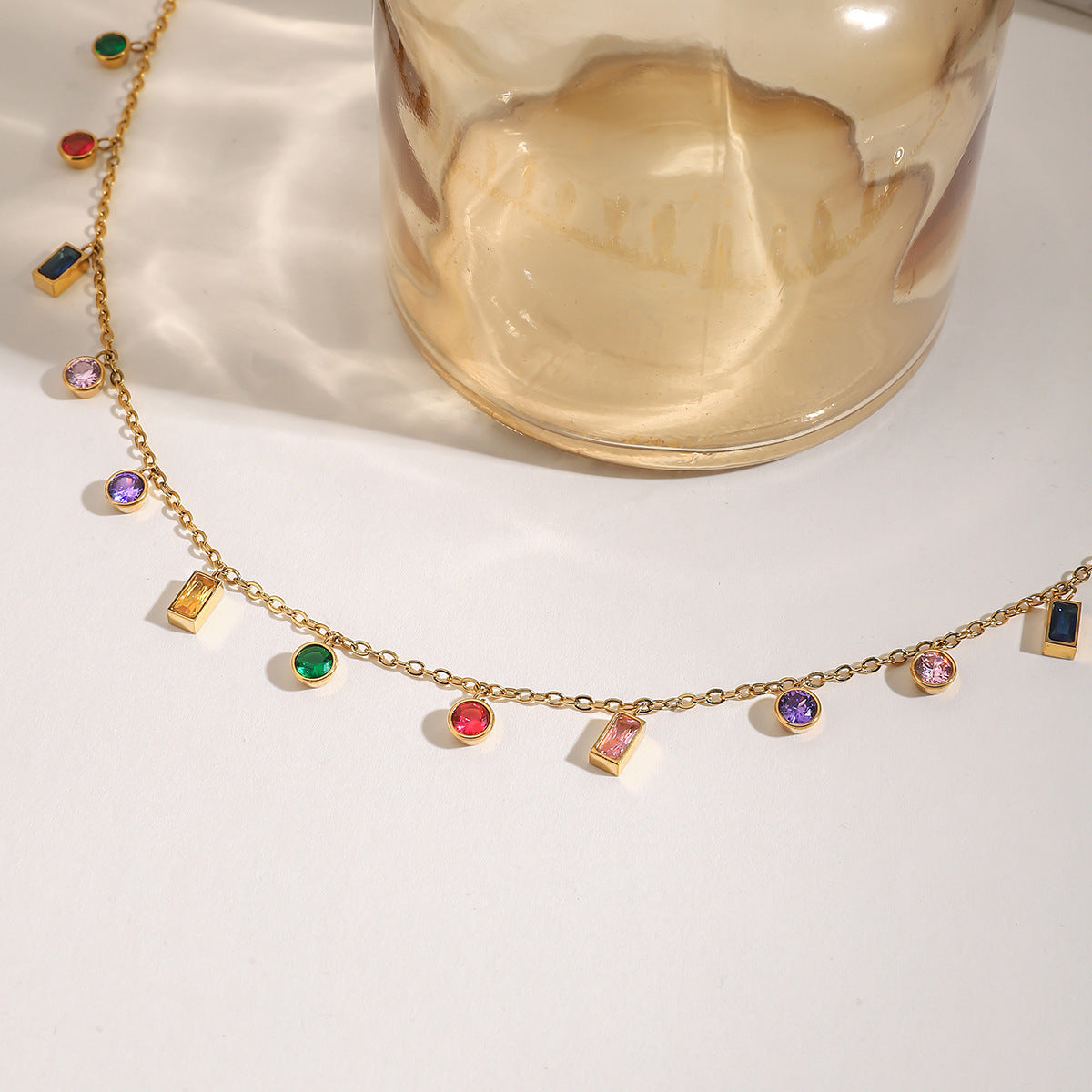 Colorful Crystal Chain Necklace