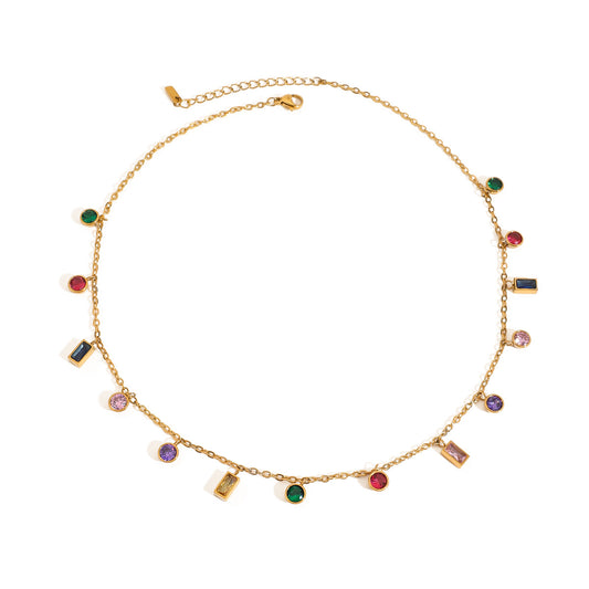 Colorful Crystal Chain Necklace