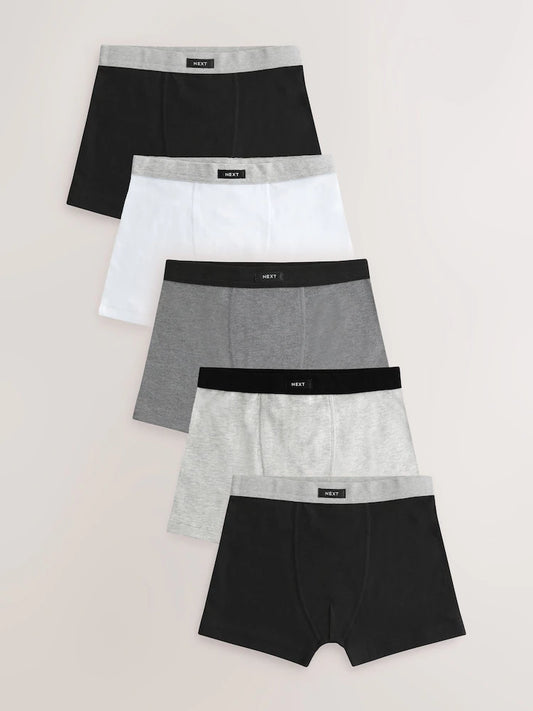 Grey Soft Waistband Trunks 5 Pack