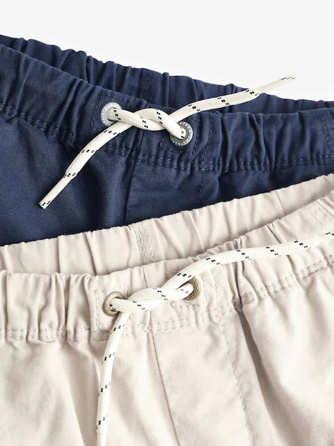 Navy Blue/Stone Cream (2 Pack) Khaki Pull-On  Short Shorts