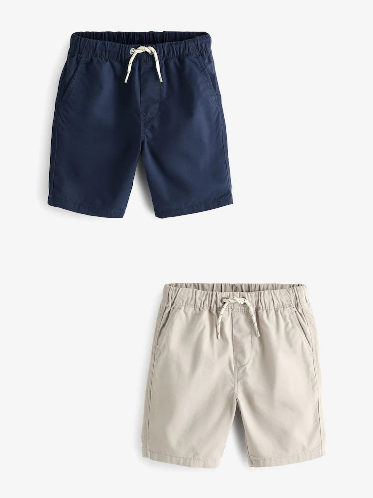 Navy Blue/Stone Cream (2 Pack) Khaki Pull-On  Short Shorts