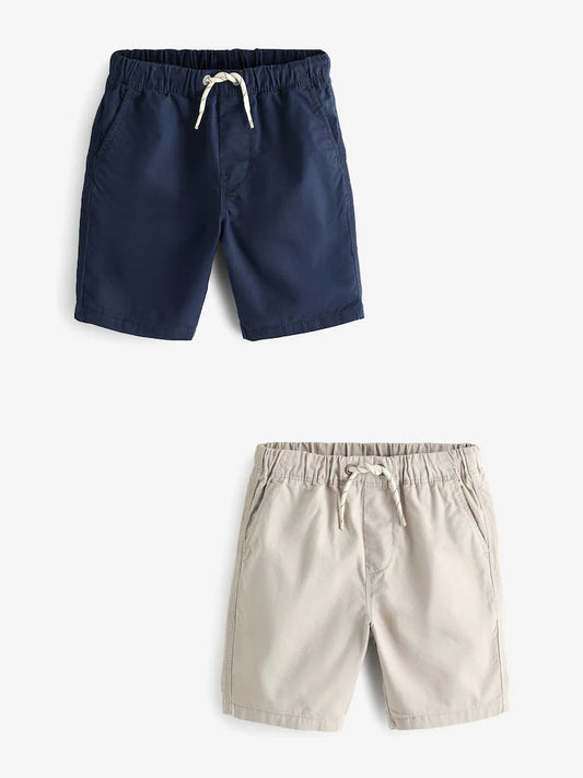 Navy Blue/Stone Cream (2 Pack) Khaki Pull-On  Short Shorts
