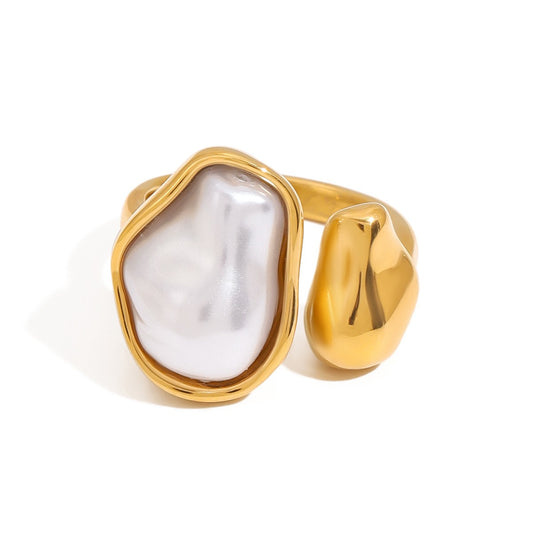 Baroque Pearl Open Ring - Resizable
