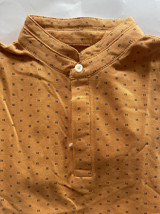 Brown Mandarin collar Tshirt