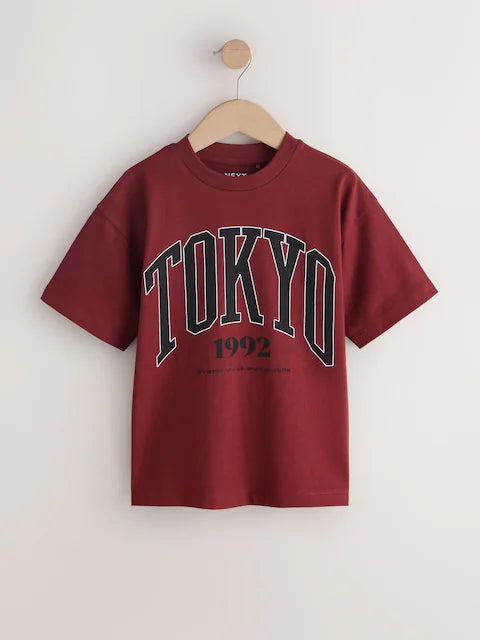 Berry Red Varsity Short Sleeve Graphic T-Shirt