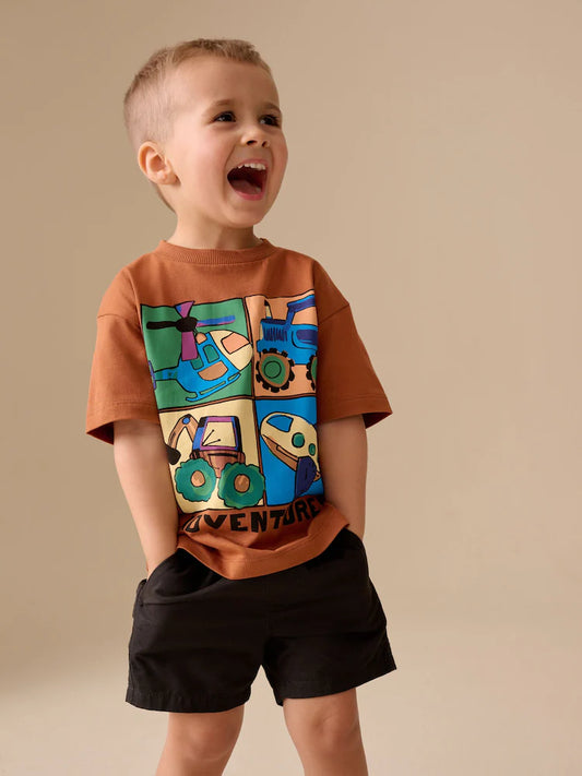 Rust Brown Vehicles Short Sleeve Graphic T-Shirt