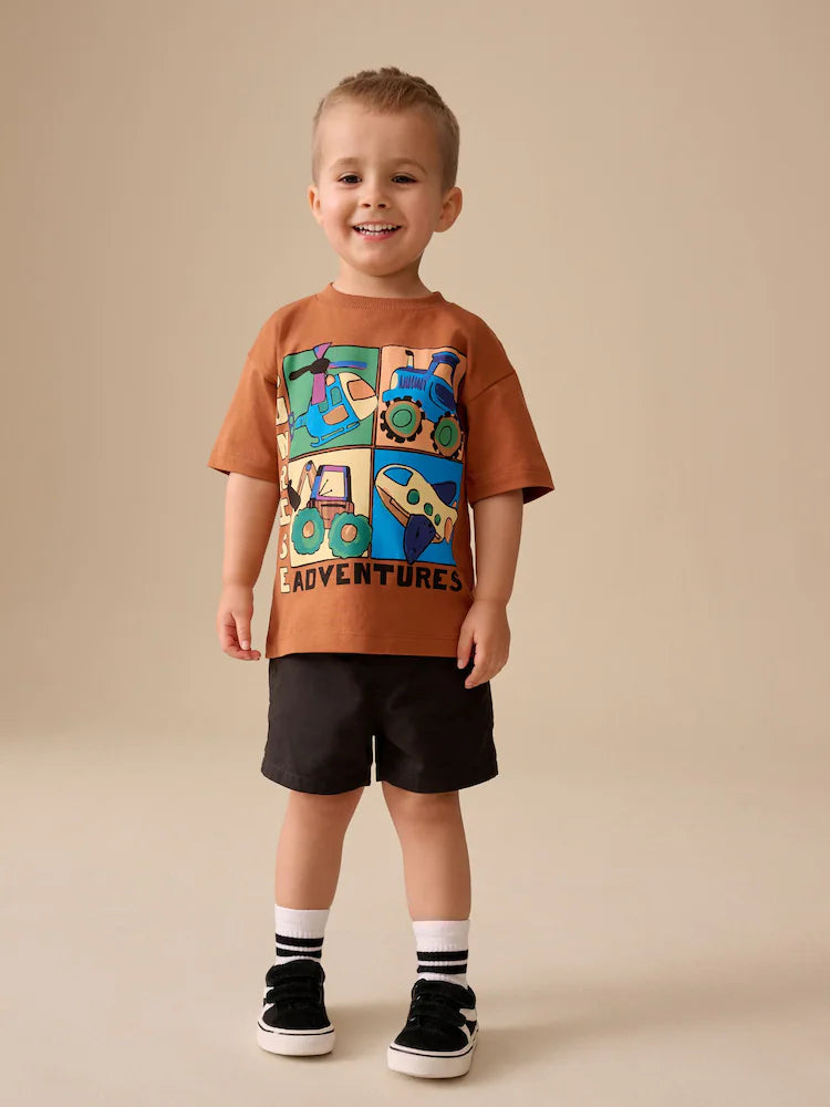 Rust Brown Vehicles Short Sleeve Graphic T-Shirt