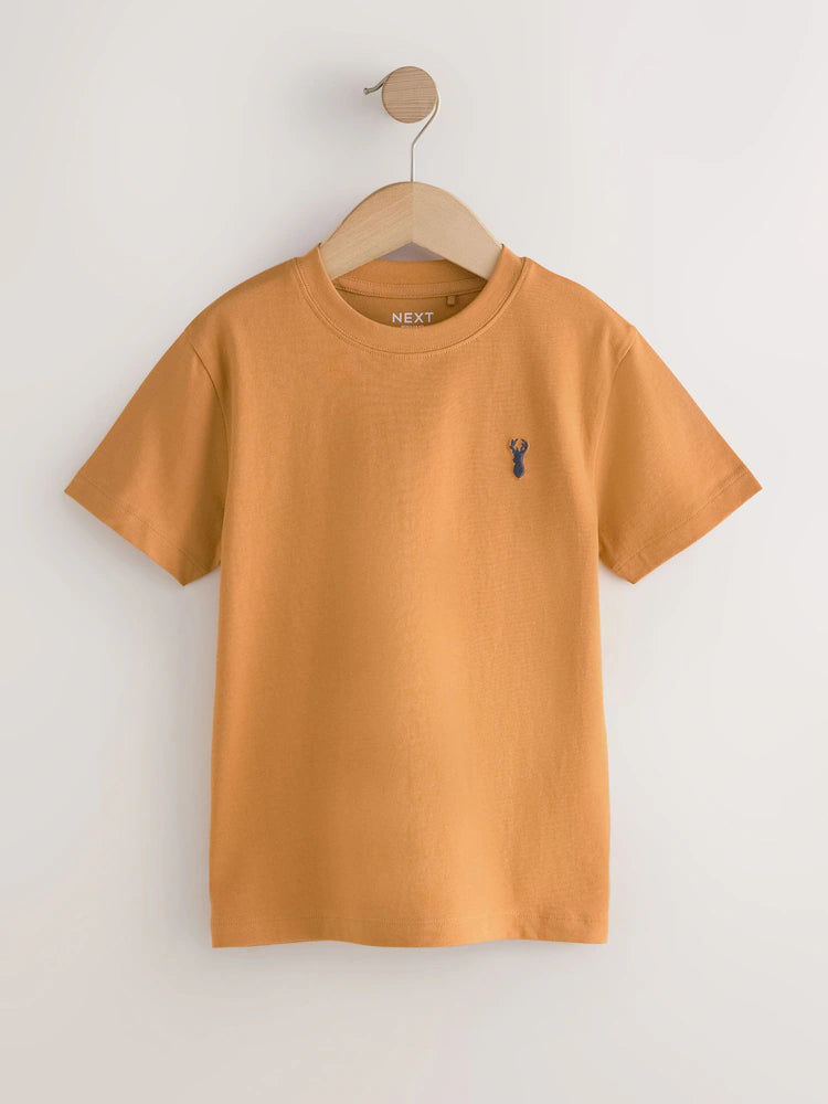 Berry/Navy/Teal/Ochre Short Sleeve Stag Embroidered T-Shirts 4 Pack