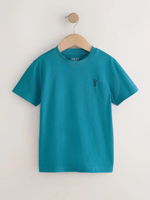 Berry/Navy/Teal/Ochre Short Sleeve Stag Embroidered T-Shirts 4 Pack