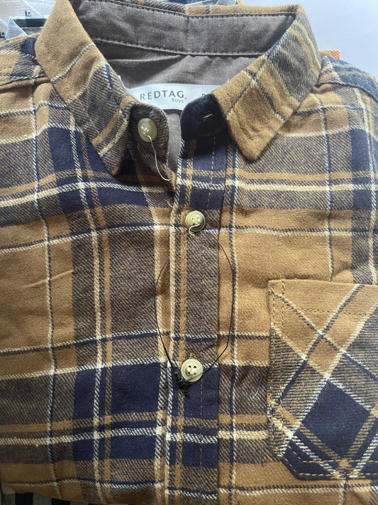 Brown Checked Long-sleeved Shirt