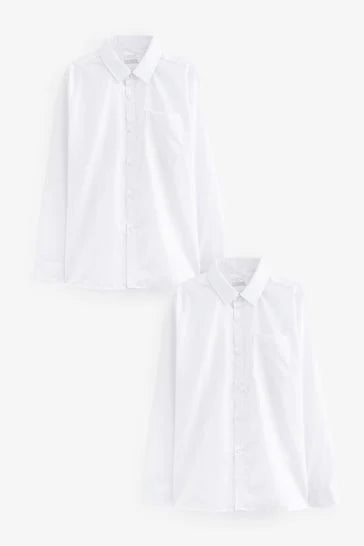 White 2 Pack Long Sleeve School Shirts