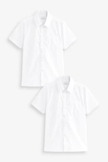 White 2 Pack Easy Touch Fastening Short Sleeve School Shirts